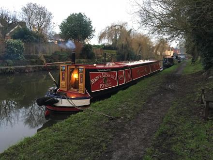 A cold January Night with back cabin fire going : Alan at Gnosall Visitor Moorings (north) (Taken on Thursday 21st January 2016)<br />